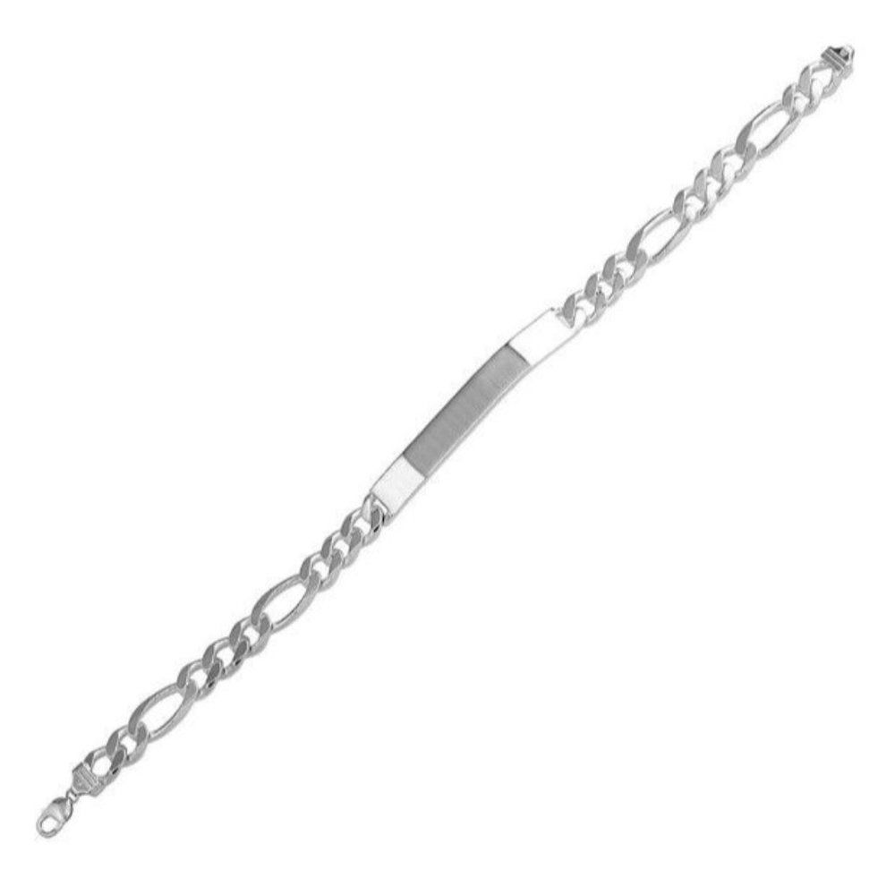 4.5MM Sterling Silver 925 Engravable ID Super Flat Figaro 120 Bracelet 8"